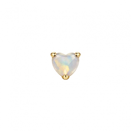 Златна обеца с бял опал - 18К жълто злато