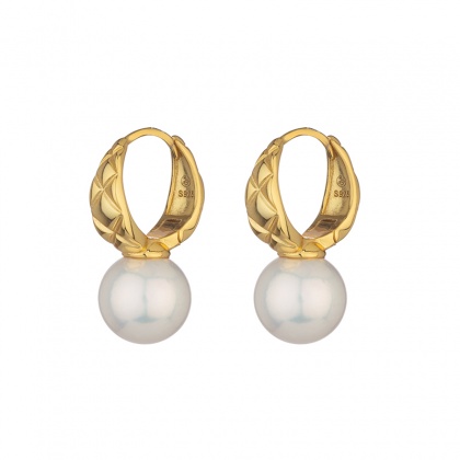 Сребърни обеци с бели перли