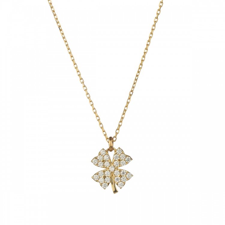 Златно колие с детелина - жълто злато 585