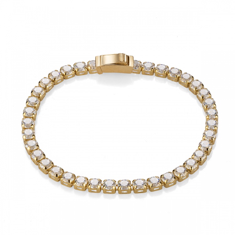 Златна тенис гривна с цирконий 4 мм - злато 585