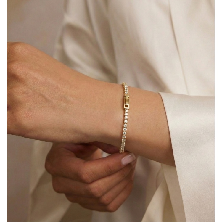 Златна тенис гривна с цирконий 2.75 мм - злато 585