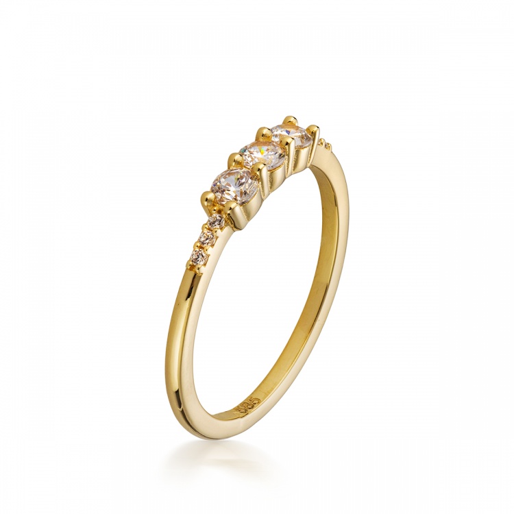 Златен пръстен с цирконий - жълто злато 585