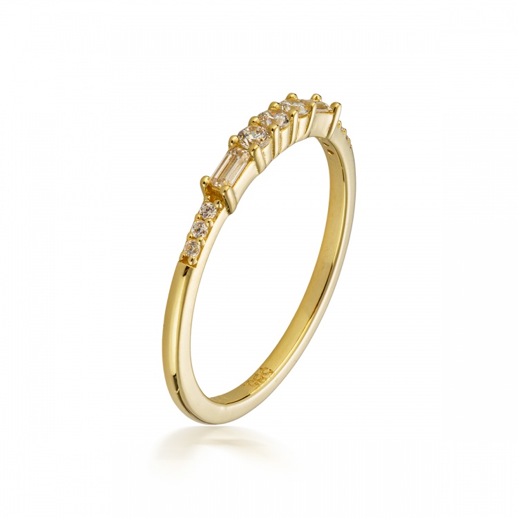 Златен пръстен с цирконий - жълто злато 585