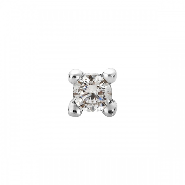 Класически пиърсинг за ушите с цирконий 3 мм - бяло злато 585