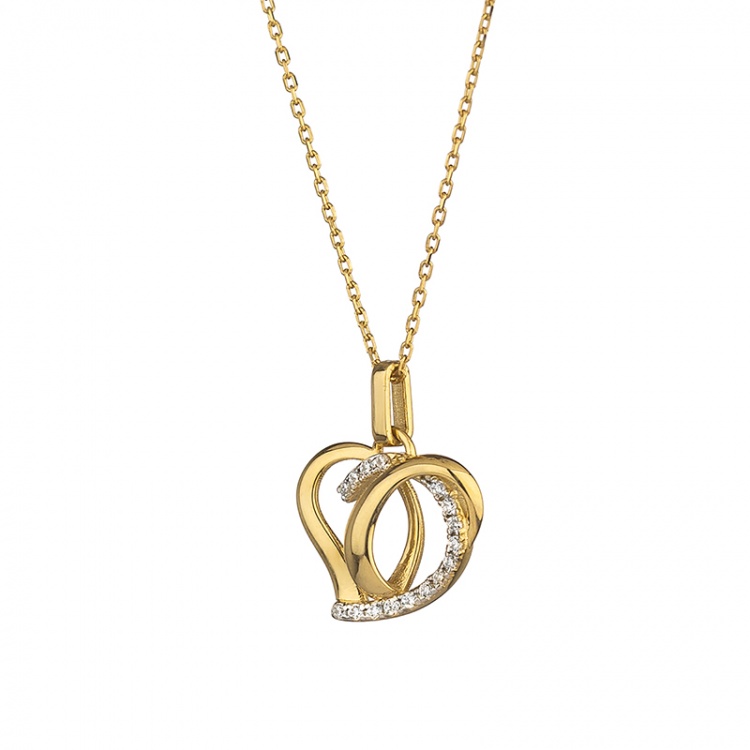 Златно колие със сърце - жълто злато