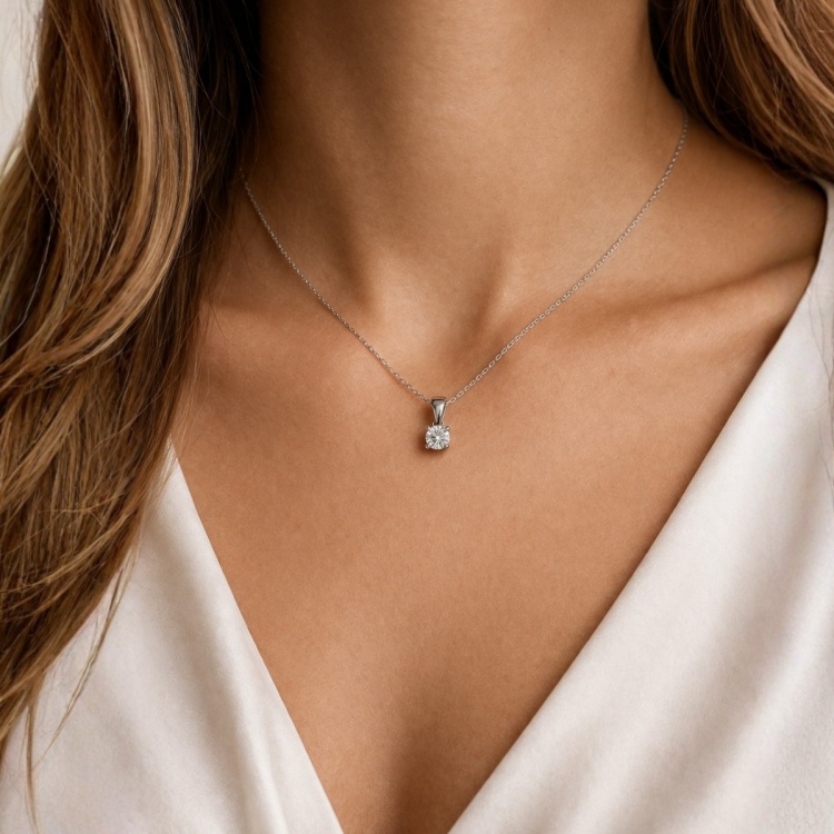 Сребърно колие с цирконий