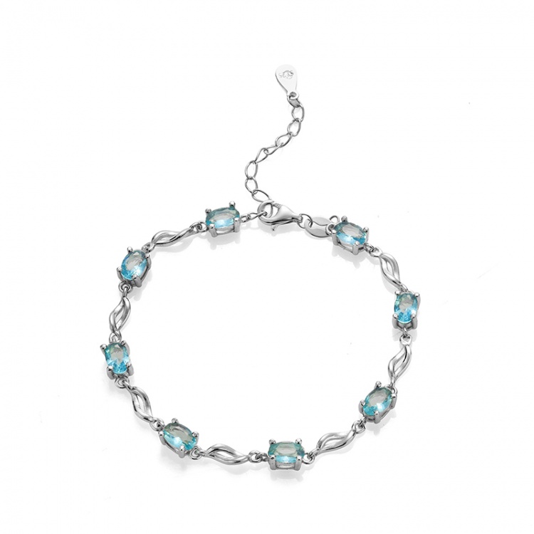 Сребърна гривна със сини камъни