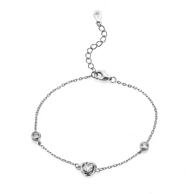 Сребърна гривна с роза