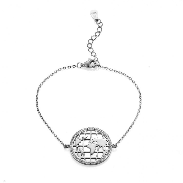 Сребърна гривна с планетата Земя