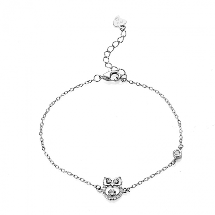 Сребърна гривна с бухал