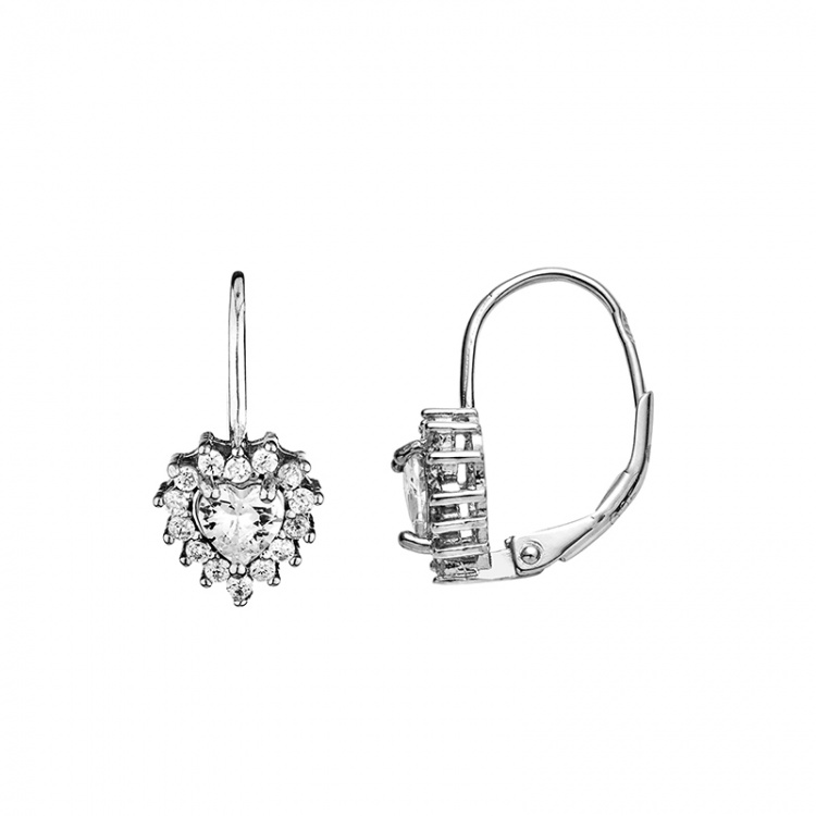 Сребърни обеци със сърца