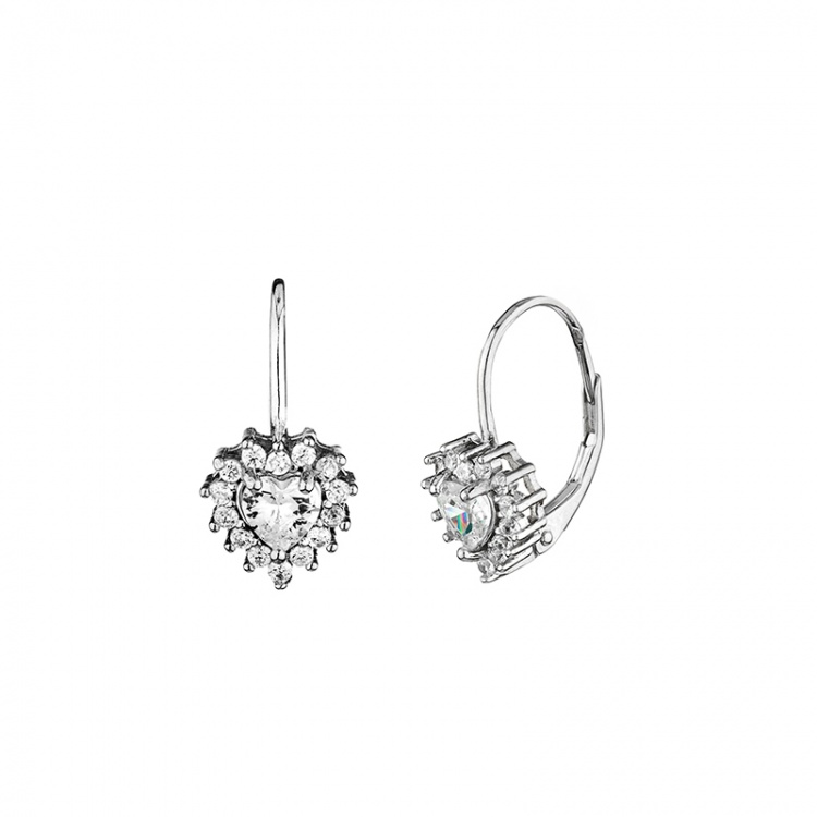 Сребърни обеци със сърца