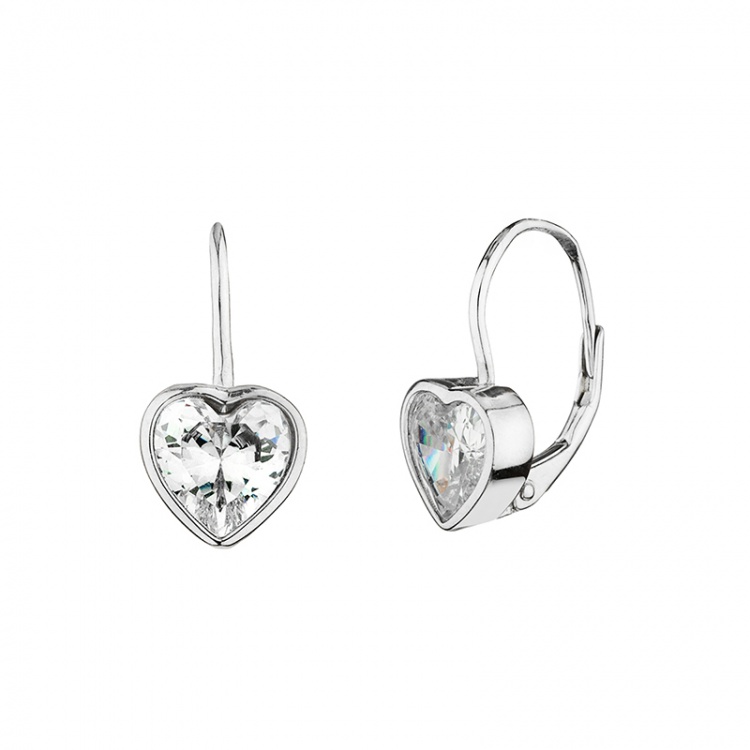 Сребърни обеци със сърце