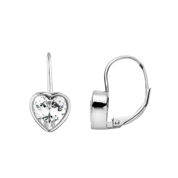 Сребърни обеци със сърце