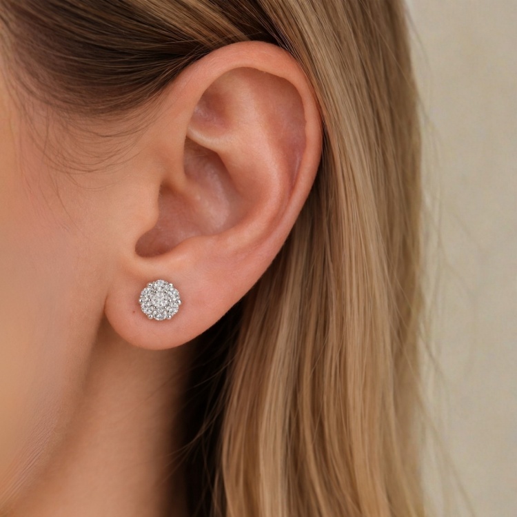 Сребърни обеци с цветя