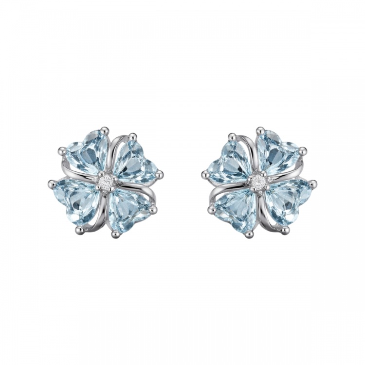 Сребърни обеци със сини детелини