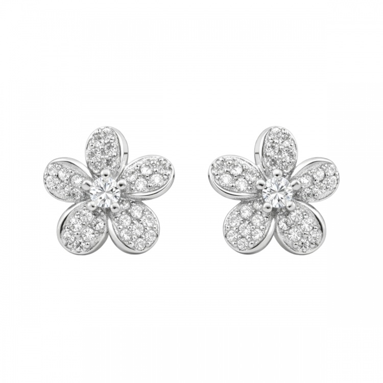 Сребърни обеци с цветя