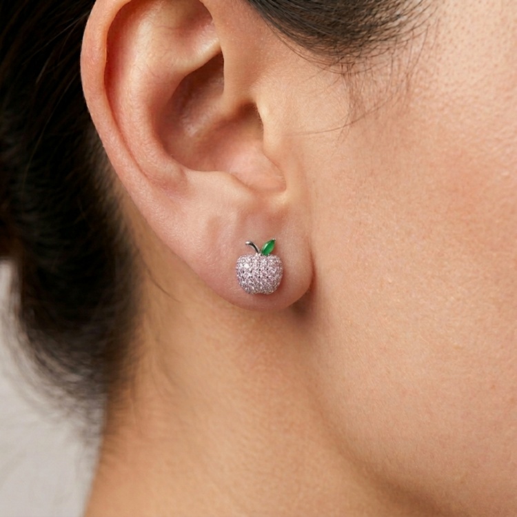 Сребърни обеци с ябълки