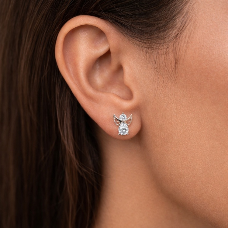 Сребърни обеци с ангели