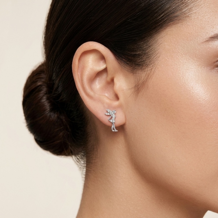 Сребърни обеци с фея