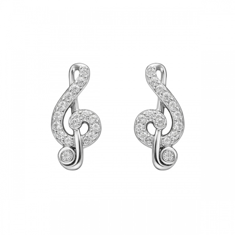 Сребърни обеци с музикалния символ Сол ключ