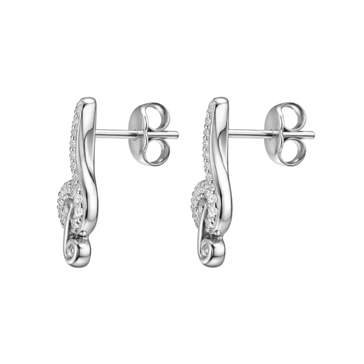 Сребърни обеци с музикалния символ Сол ключ