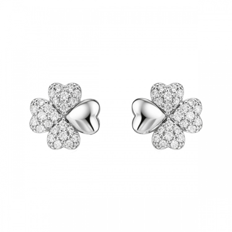 Сребърни обеци с детелини