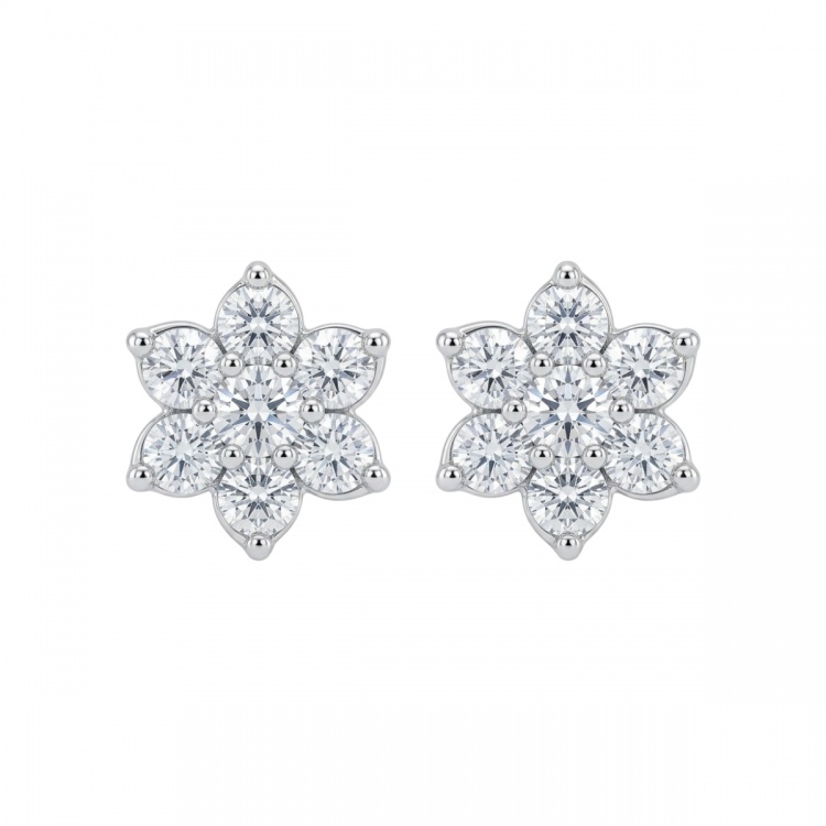 Сребърни обеци с цветя