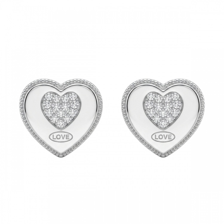Сребърни обеци със сърце