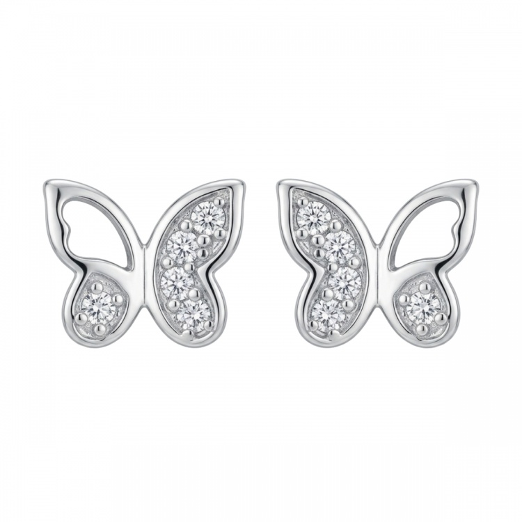 Сребърни обеци с пеперуди