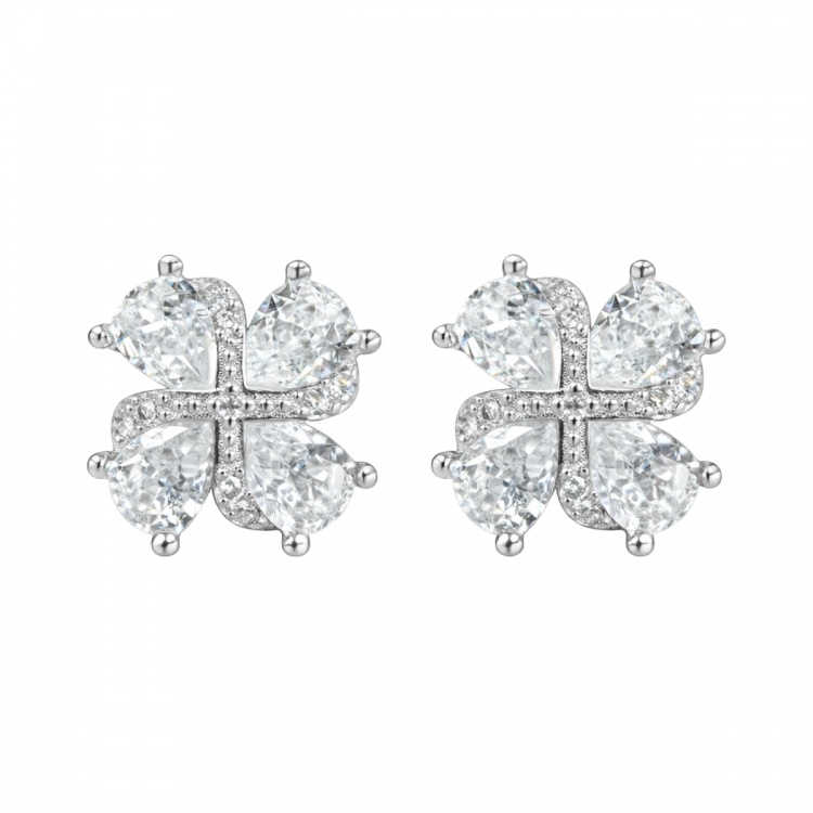 Сребърни обеци с цветя