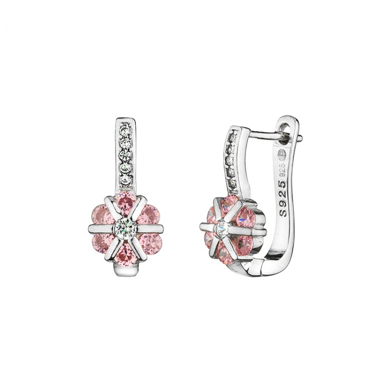 Сребърни обеци с цирконий