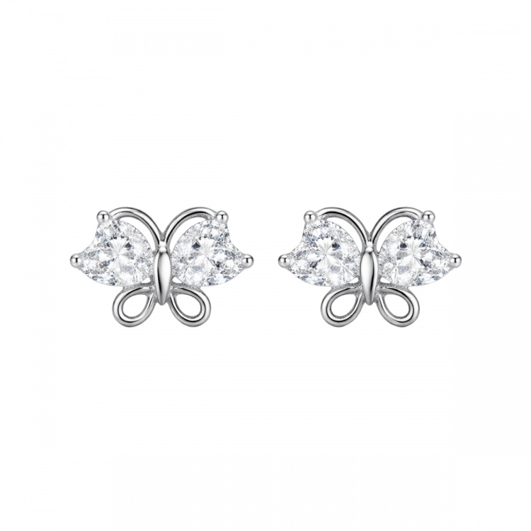Сребърни обеци с пеперуди