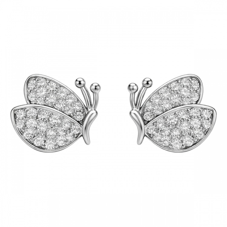 Сребърни обеци с пеперуди