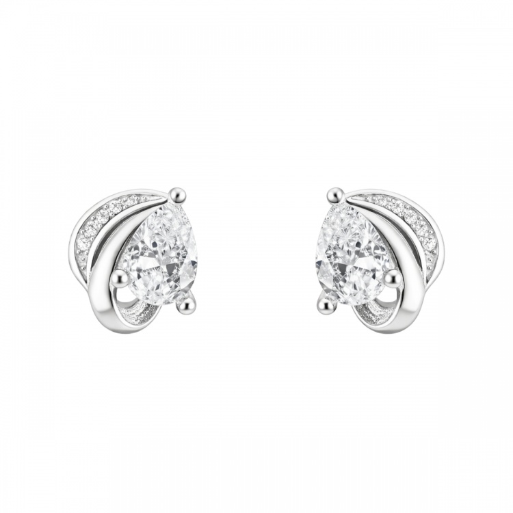 Сребърни обеци с капковиден цирконий