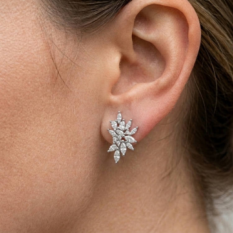 Сребърни обеци с цирконий