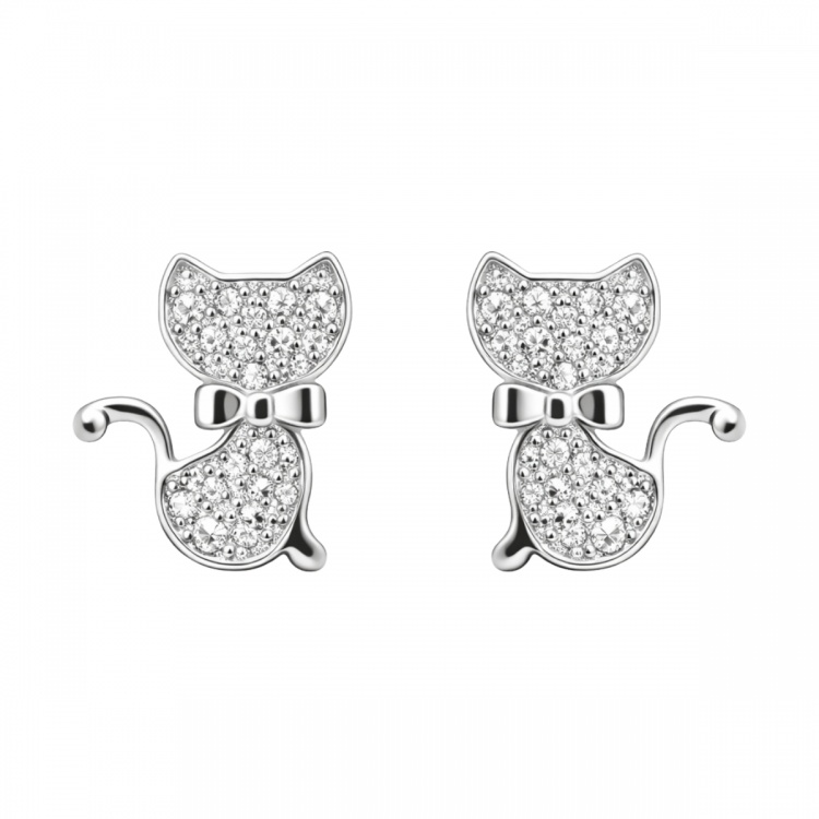 Сребърни обеци с котета
