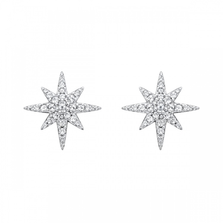 Сребърни обеци със звезди