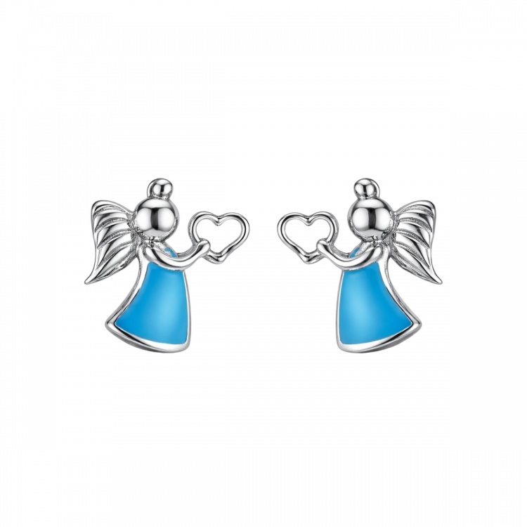 Сребърни обеци с ангели