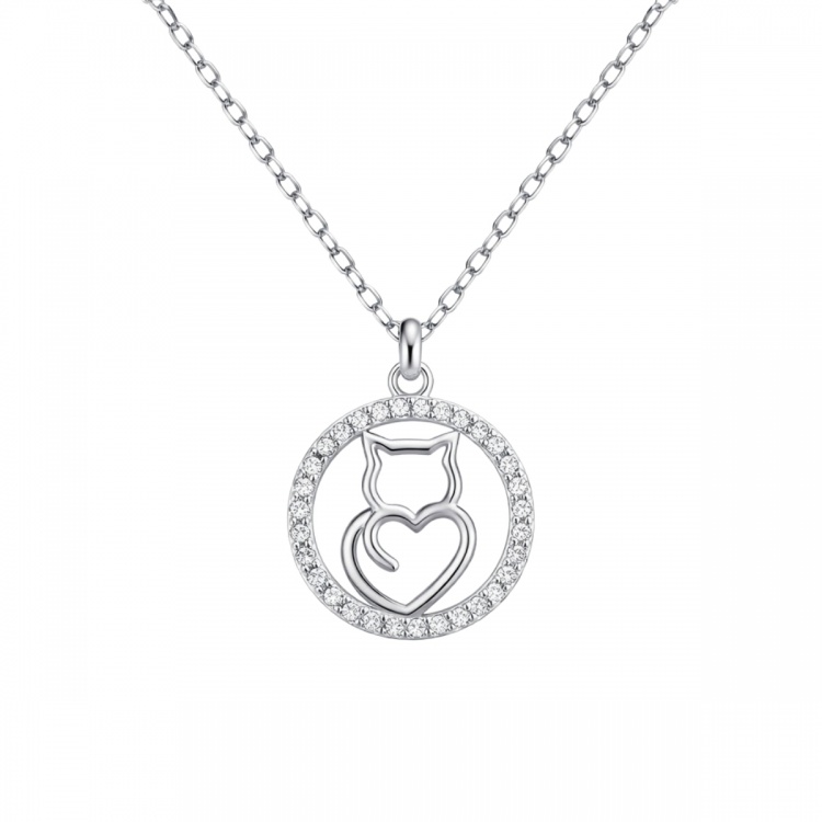 Сребърно колие с коте