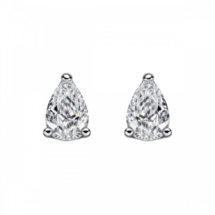 Сребърни обеци с капковиден цирконий