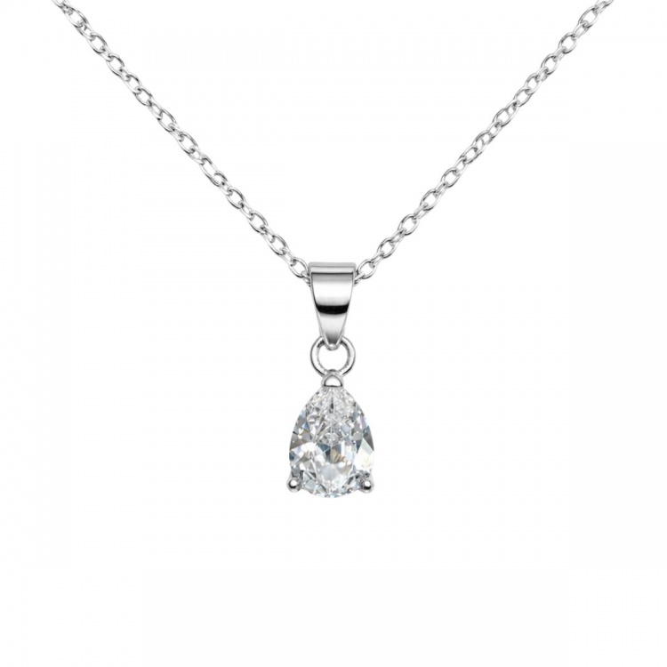 Сребърно колие с капковиден цирконий