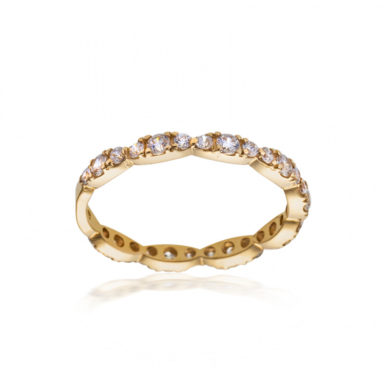 Златен пръстен със сияещи цирконий