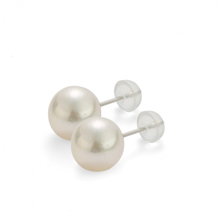 Обеци от бяло злато с перли Акоя 8-9 мм