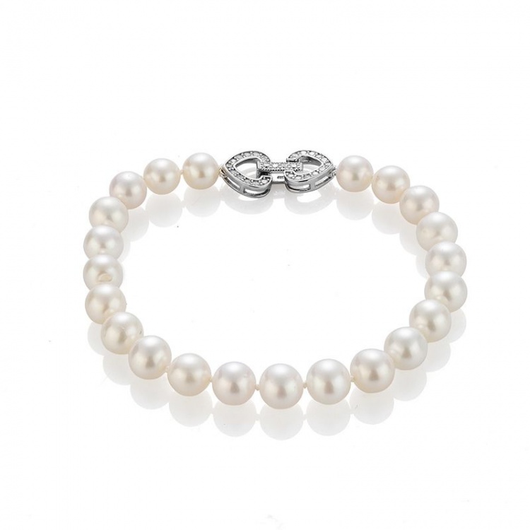 Сет огърлица, гривна и обеци със сладководни перли 8 - 9 мм