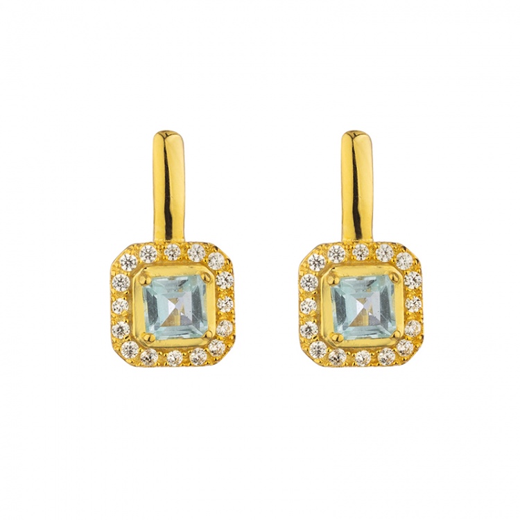 Сребърни обеци с топаз