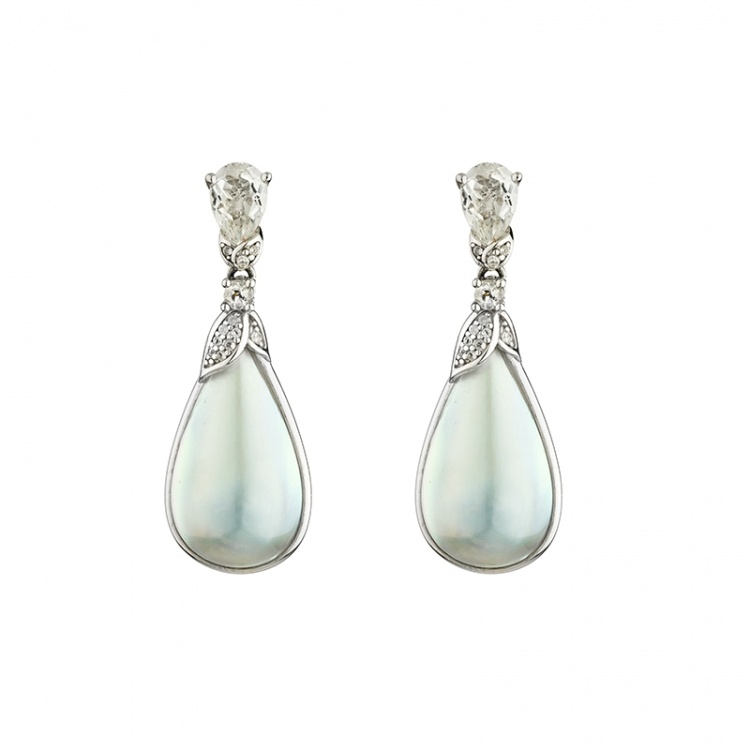 Сребърни обеци с топаз и перли Mabe