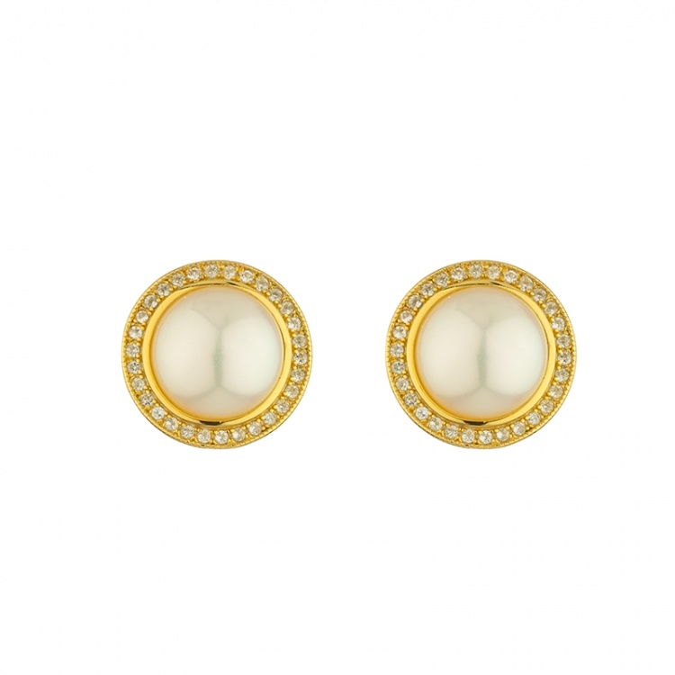 Сребърни обеци с топаз и перли Mabe