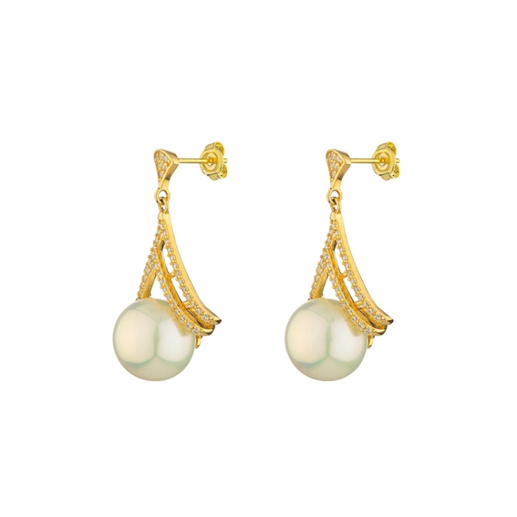 Сребърни висящи обеци с перли Edison