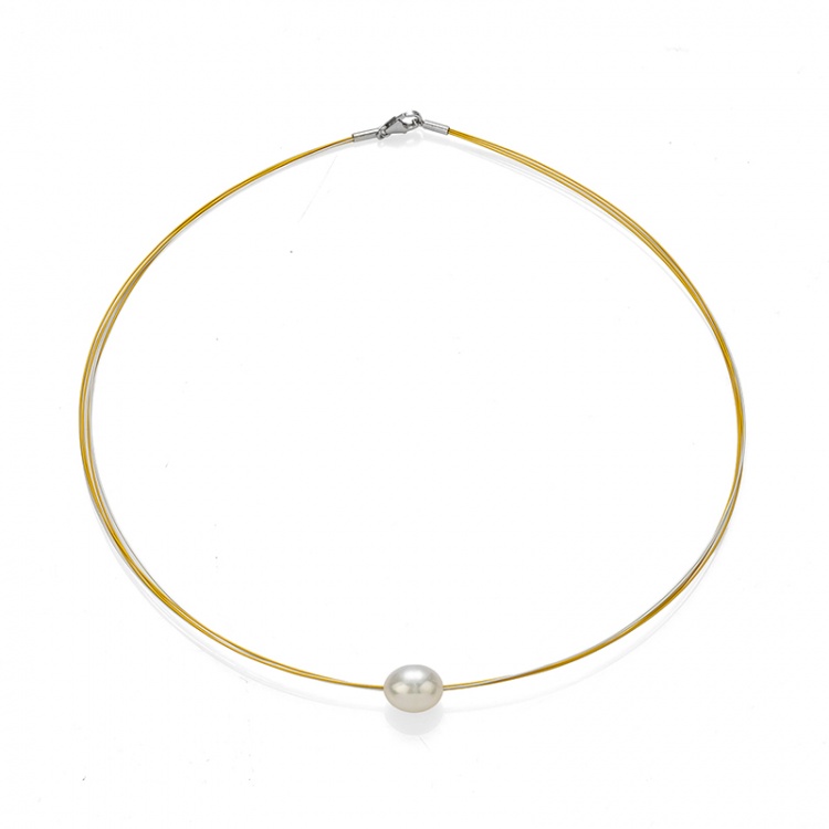 Колие с барокова перла на жълта корда